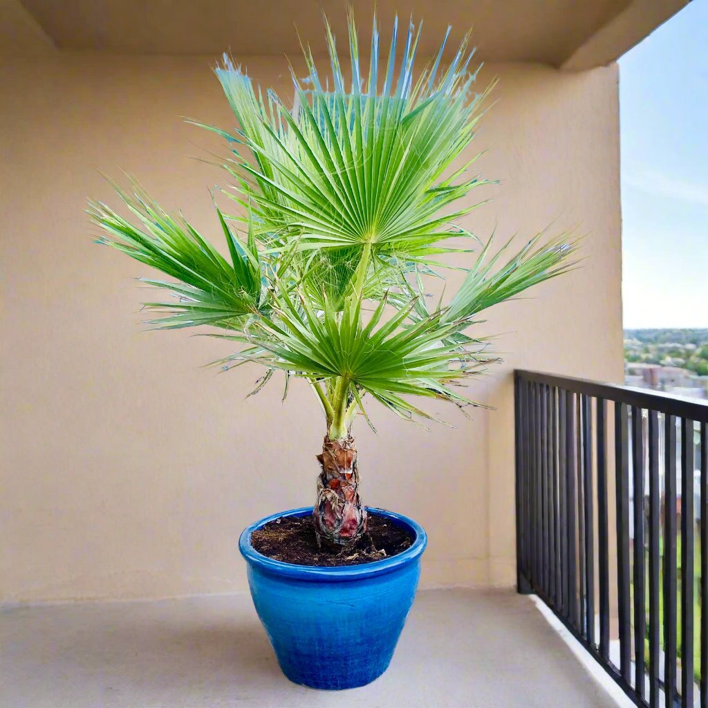 Washingtonia Robusta “Mexican Fan Palm” in Rolled Rim Pot